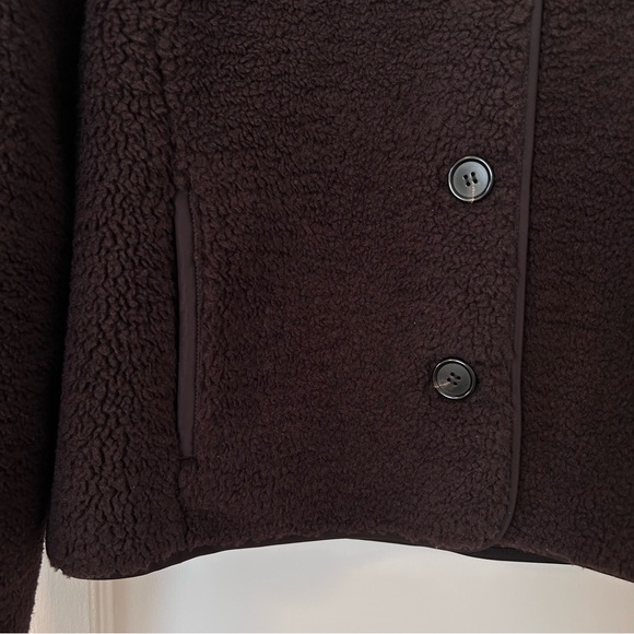COS Dark Brown Funnel Neck Teddy Jacket - Picture 8 of 16